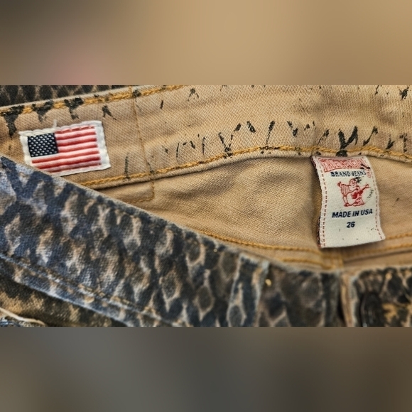 True Religion Halle Snakeskin Skinny Jeans Brown Black Stretch Size 26 - Picture 11 of 13